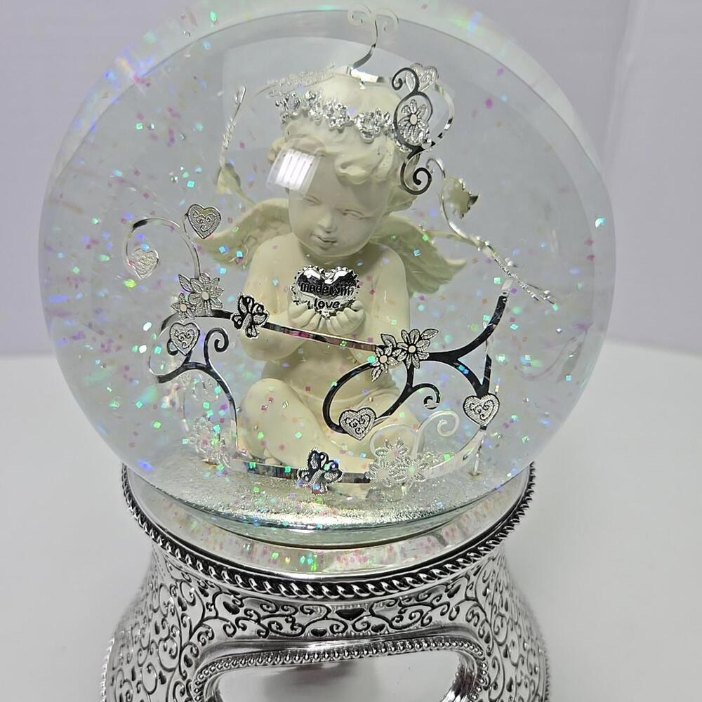 THINGS REMEMBERED Religious Made with Love Cherub Musical Snow Globe, Plavs Pach - Picture 6 of 14